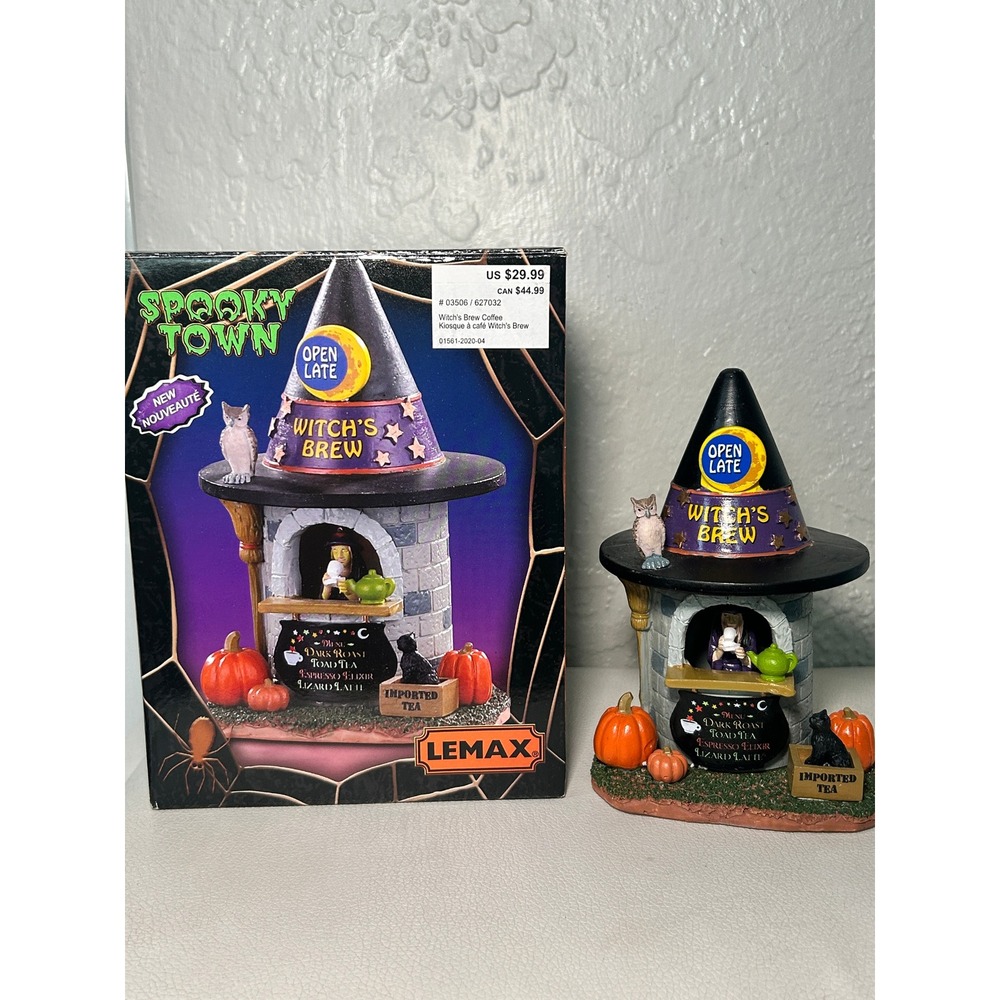 Lemax Spooky Town Witch's Brew Coffee Kiosk Halloween Figurine 01561-2020-04